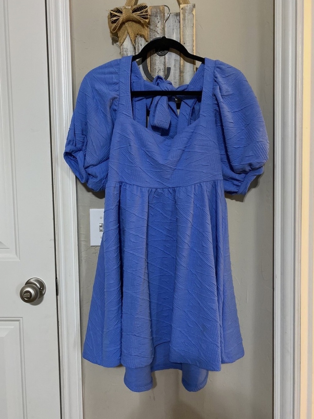 Free People Violet  Puff Sleeve Mini Dress Sky Blue Size Small - Picture 3 of 4